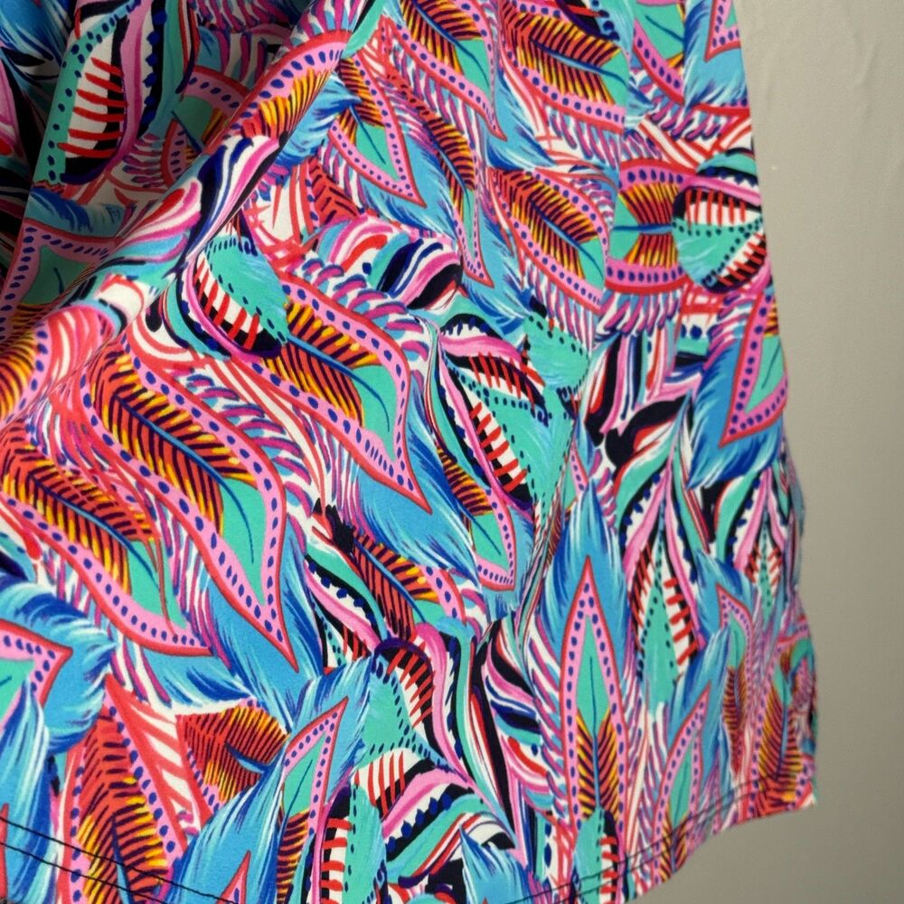 Swim Solutions Womens One Piece Bathing Suit 12 Pink Blue Tropical Tiered Resort - Picture 11 of 12